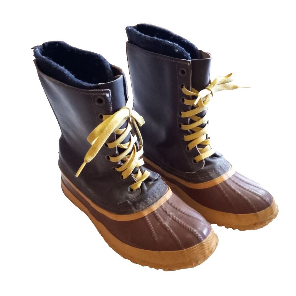 Sorel Kaufman  Men's Brown Rubber Duck Boots Wiyh Wool Liners Size 7